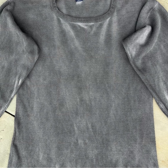 SOLD - Vintage 80s Overdyed Upcycled Grey Black Waffle Knit Thermal Made in USA - Picture 4 of 8